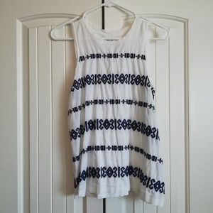 Madewell XS White and Navy Sleeveless Tank Top